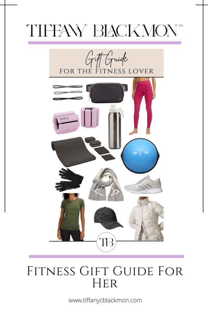 Fitness Gift Guide For Her #giftguide #giftsforher #fitnessgifts #lululemon #bala #ankleweights #bosuball #athleisure #yogamat #athomeworkoutequipment