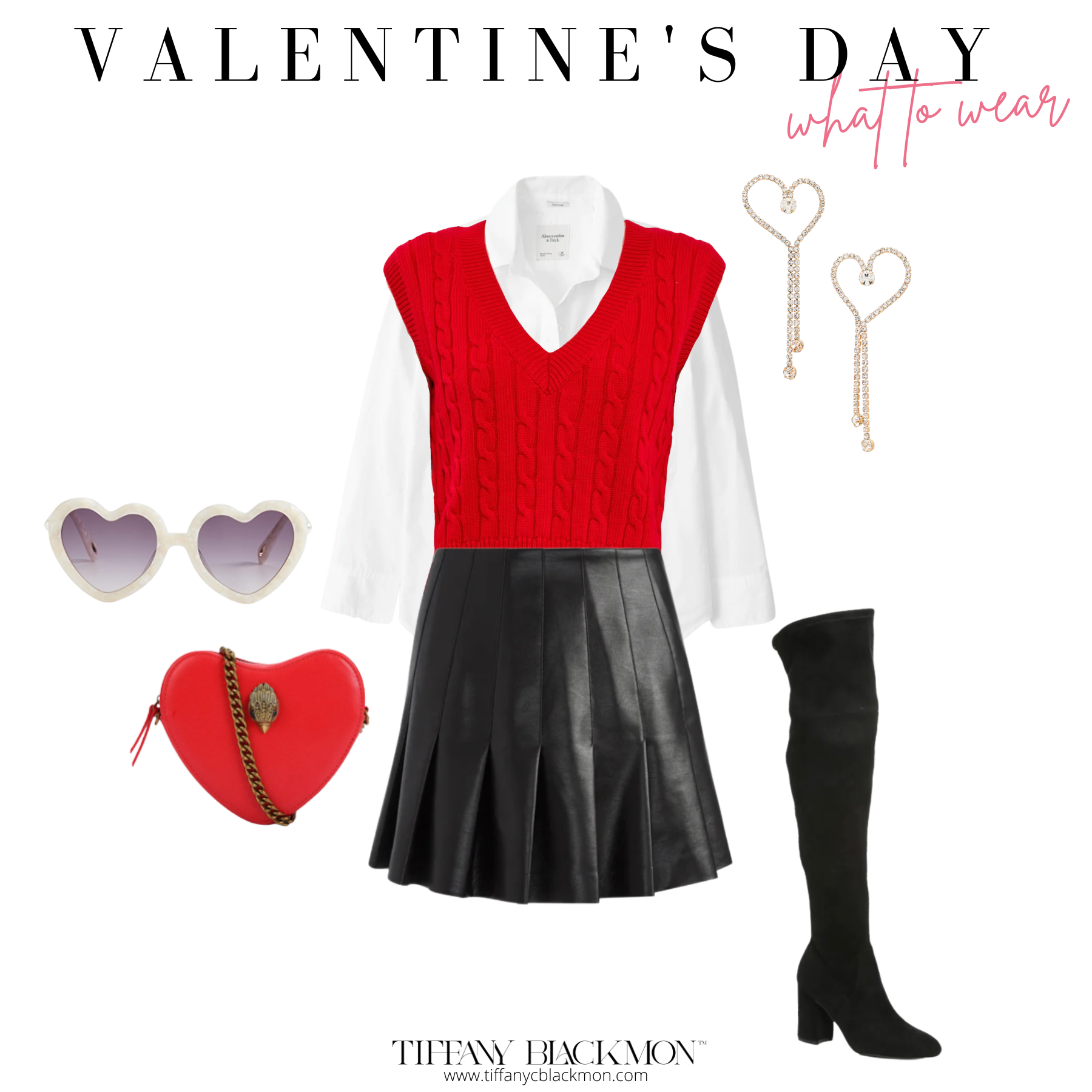 Valentine's Day: What to Wear
#sweatervest #boots #tallboots #red #valentinesday #datenight #purse #accessories #earrings #jewelry 