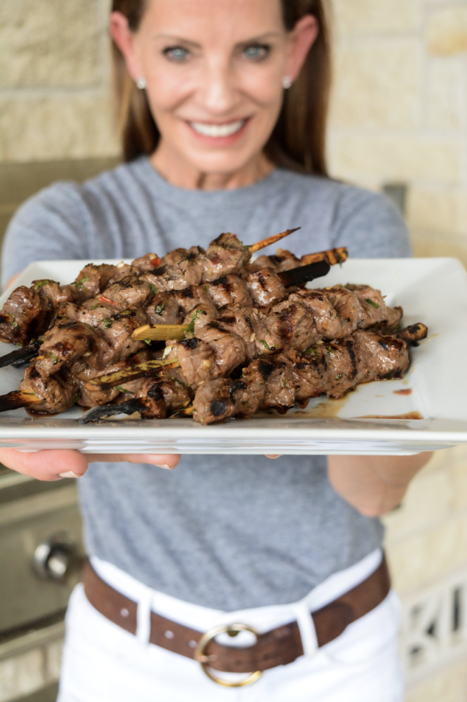 Beef Skewers that are perfect for a Super Bowl party. 