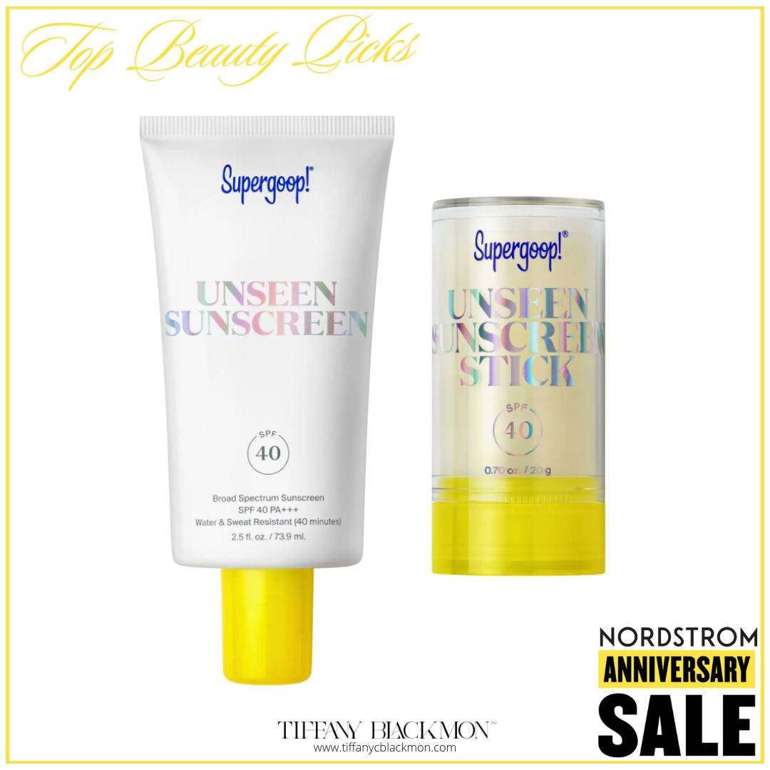 top beauty picks, nordstrom anniversary sale, beauty picks, 2024 nordstrom anniversary sale, nordstrom, sale, beauty deals, supergoop unseen sunscreen set, summer beauty