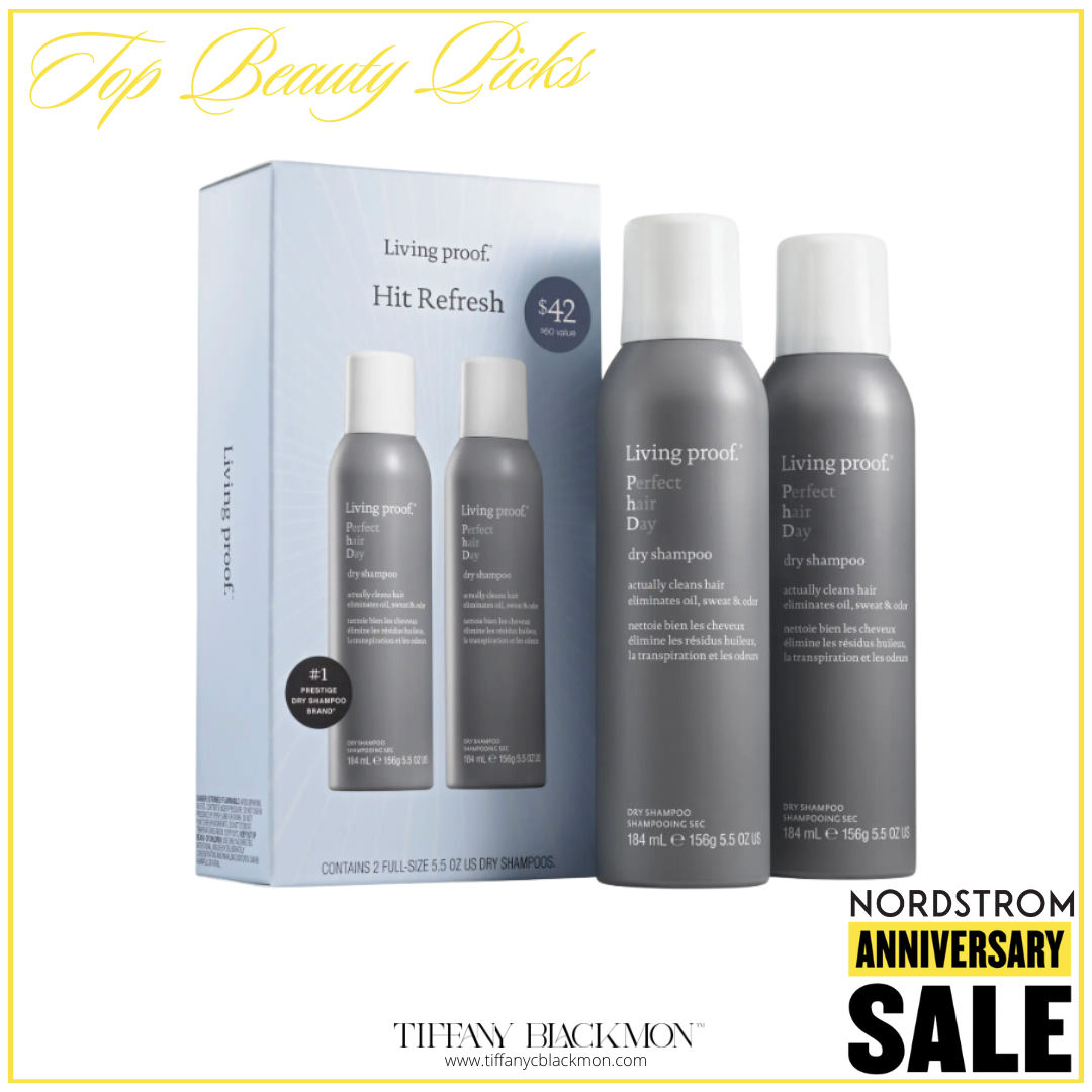 top beauty picks, nordstrom anniversary sale, beauty picks, 2024 nordstrom anniversary sale, nordstrom, sale, beauty deals, living proof dry shampoo duo