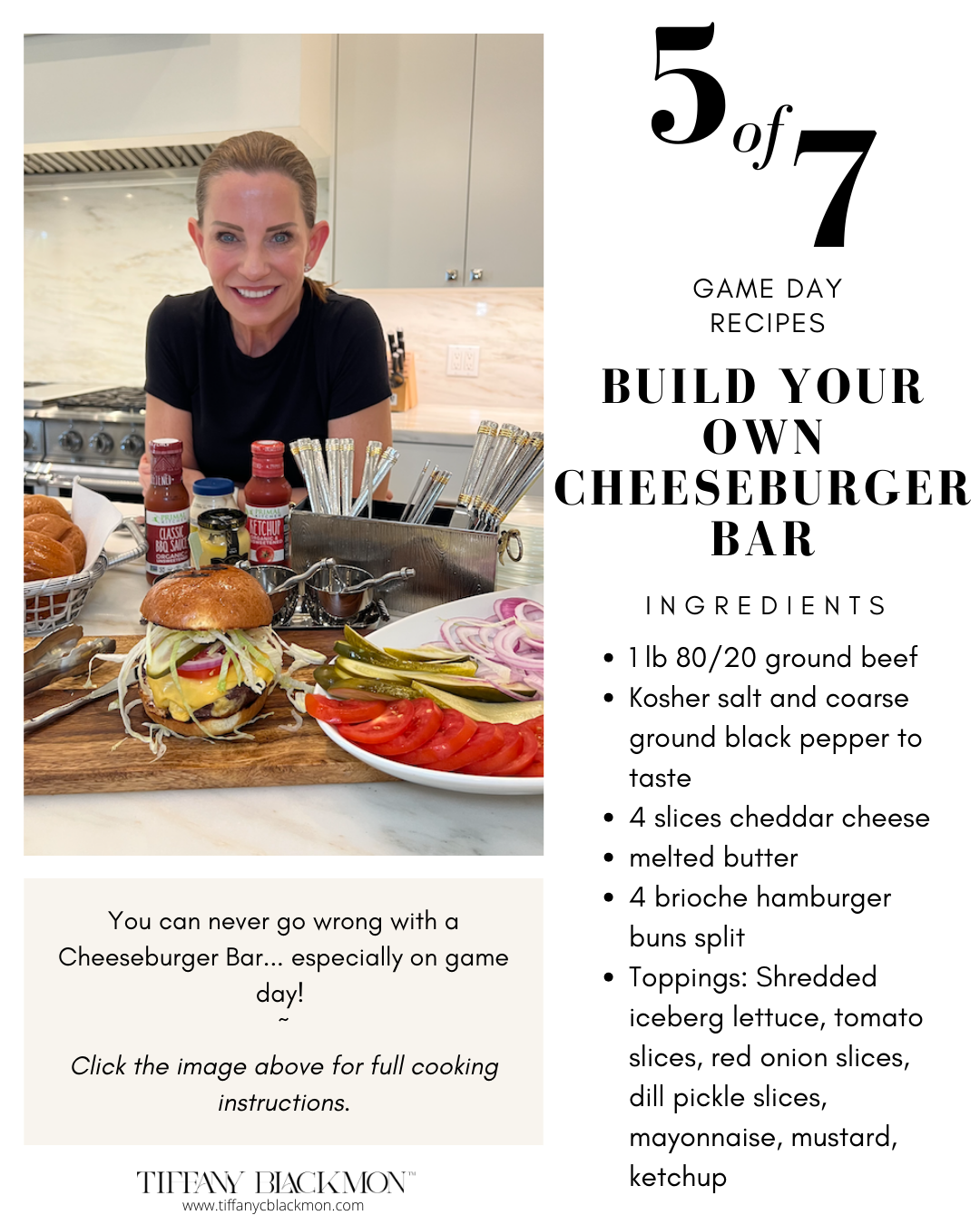 build your own cheeseburger bar, game day recipes