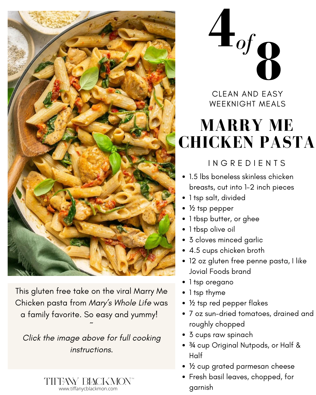 8 Easy and Healthy Weeknight Meals, meals, quick meals, crockpot, sheet pan, gluten free, chicken pasta, 