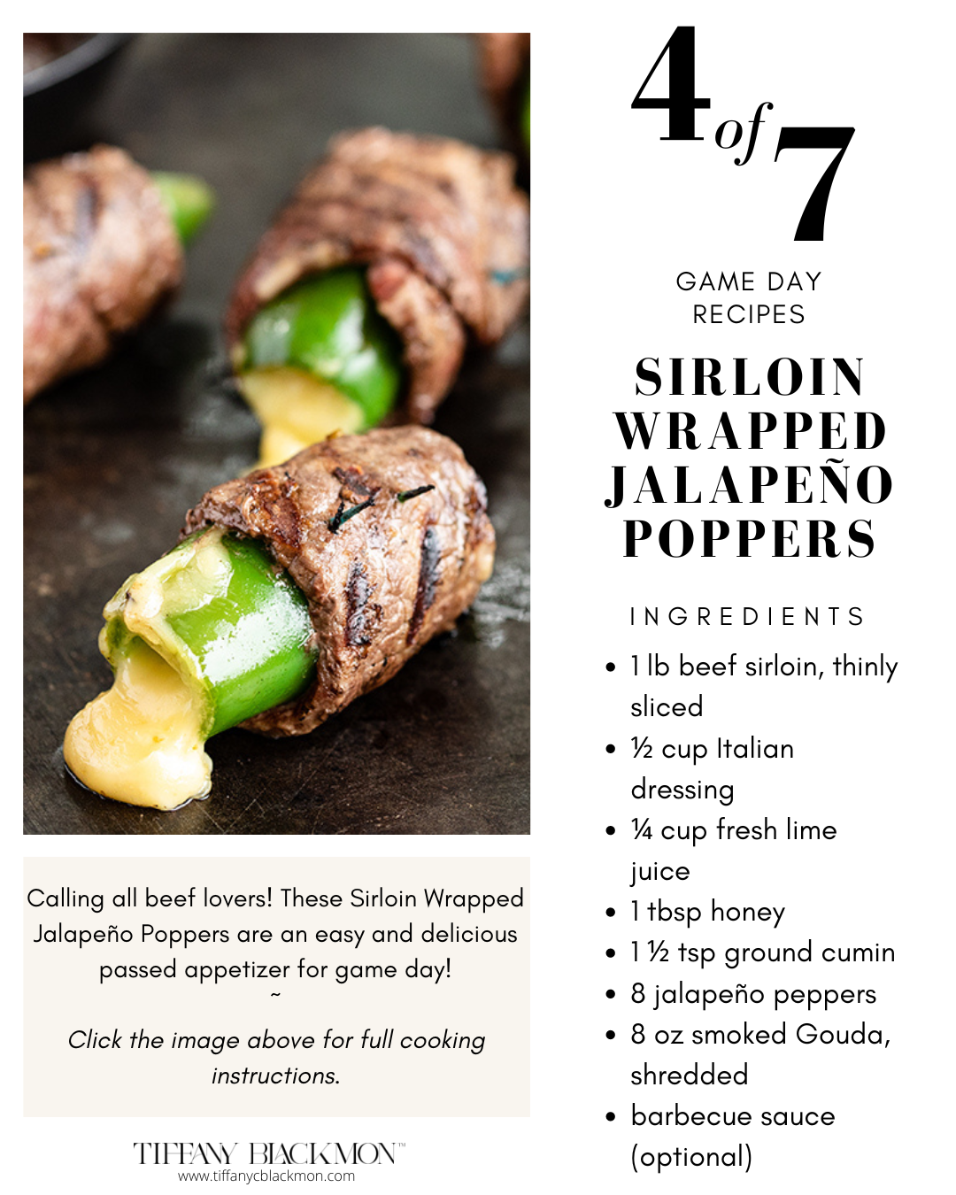 sirloin wrapped jalapeno poppers, game day recipes