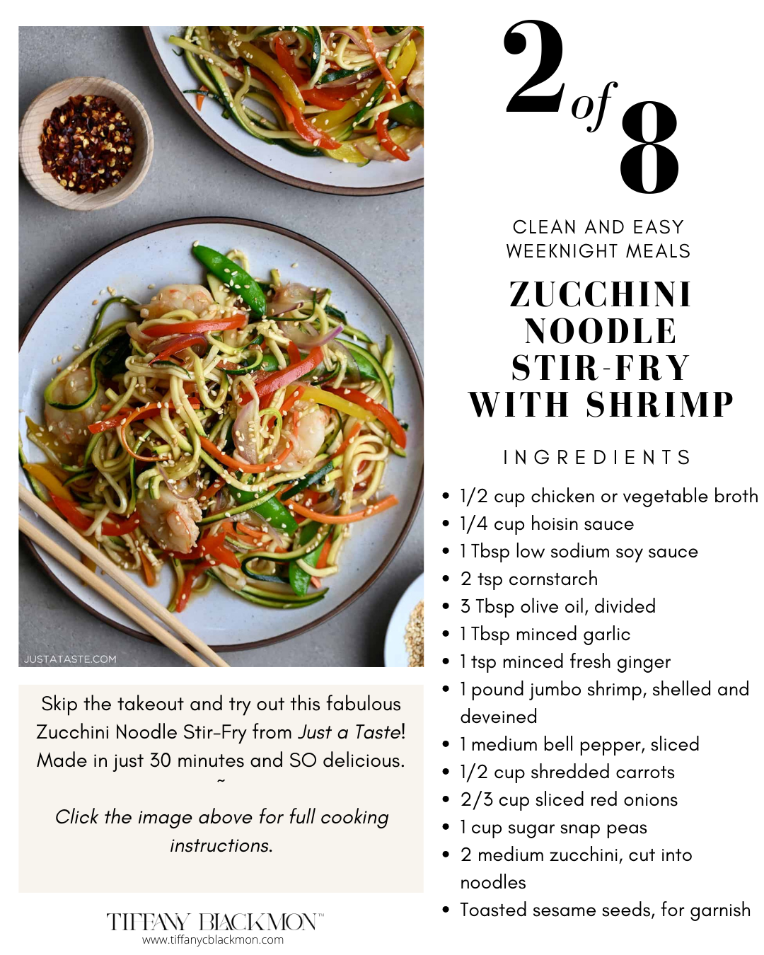 8 Easy and Healthy Weeknight Meals, meals, quick meals, crockpot, sheet pan, gluten free, zucchini noodles, shrimp