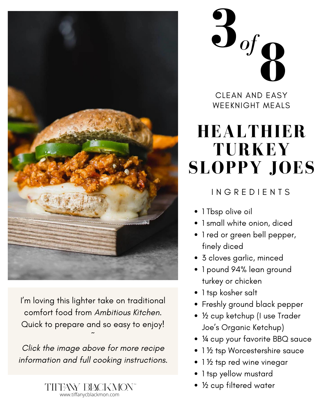 8 Easy and Healthy Weeknight Meals, meals, quick meals, crockpot, sheet pan, gluten free, turkey sloppy joes, gluten free buns