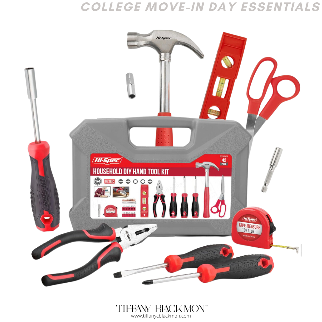 tools, tool kit, hammer, rubber mallet, zip ties, scissors, duct tape, small nails, screwdriver