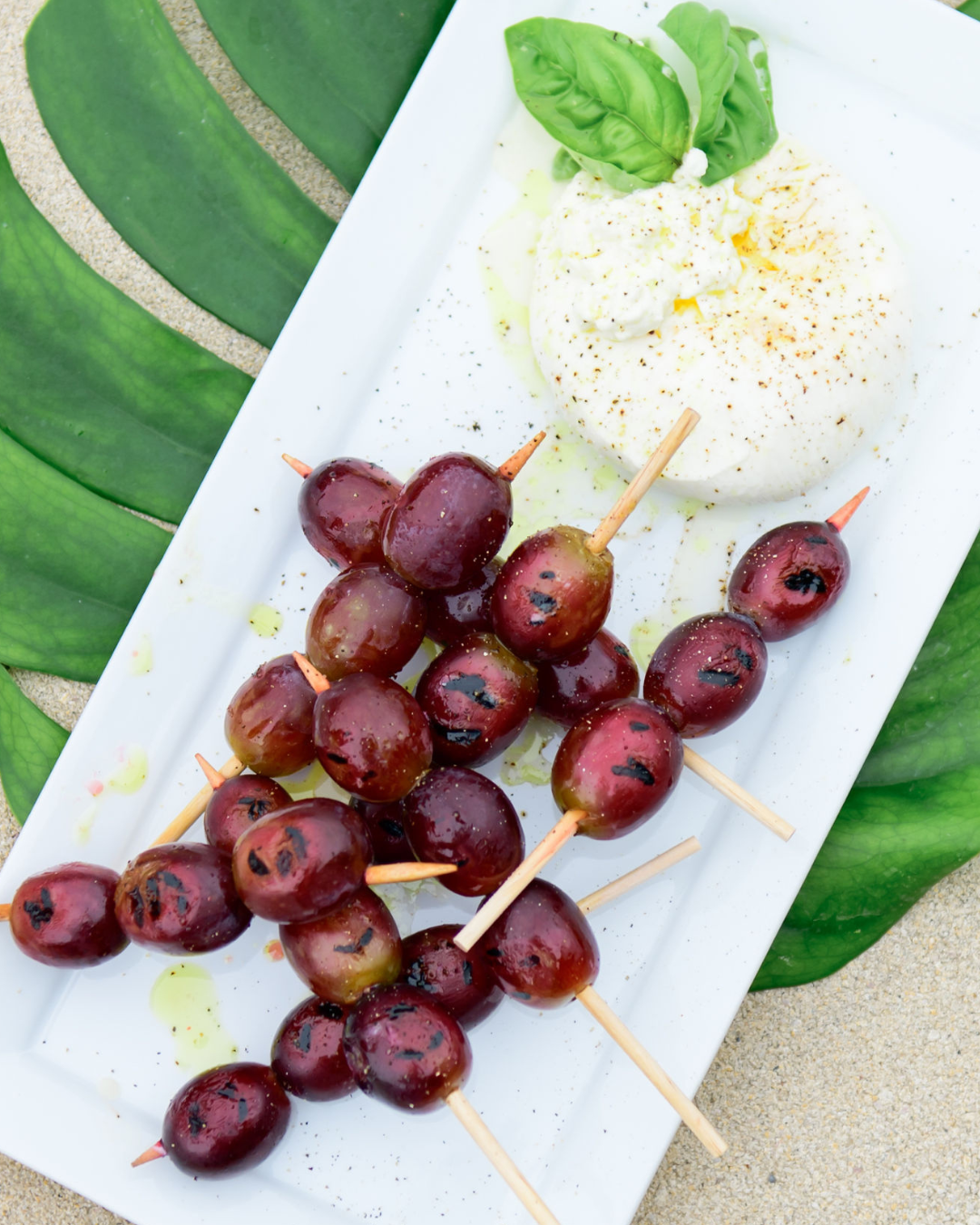 blistered grapes and burrata, an easy appetizer, an effortless and delicious appetizer